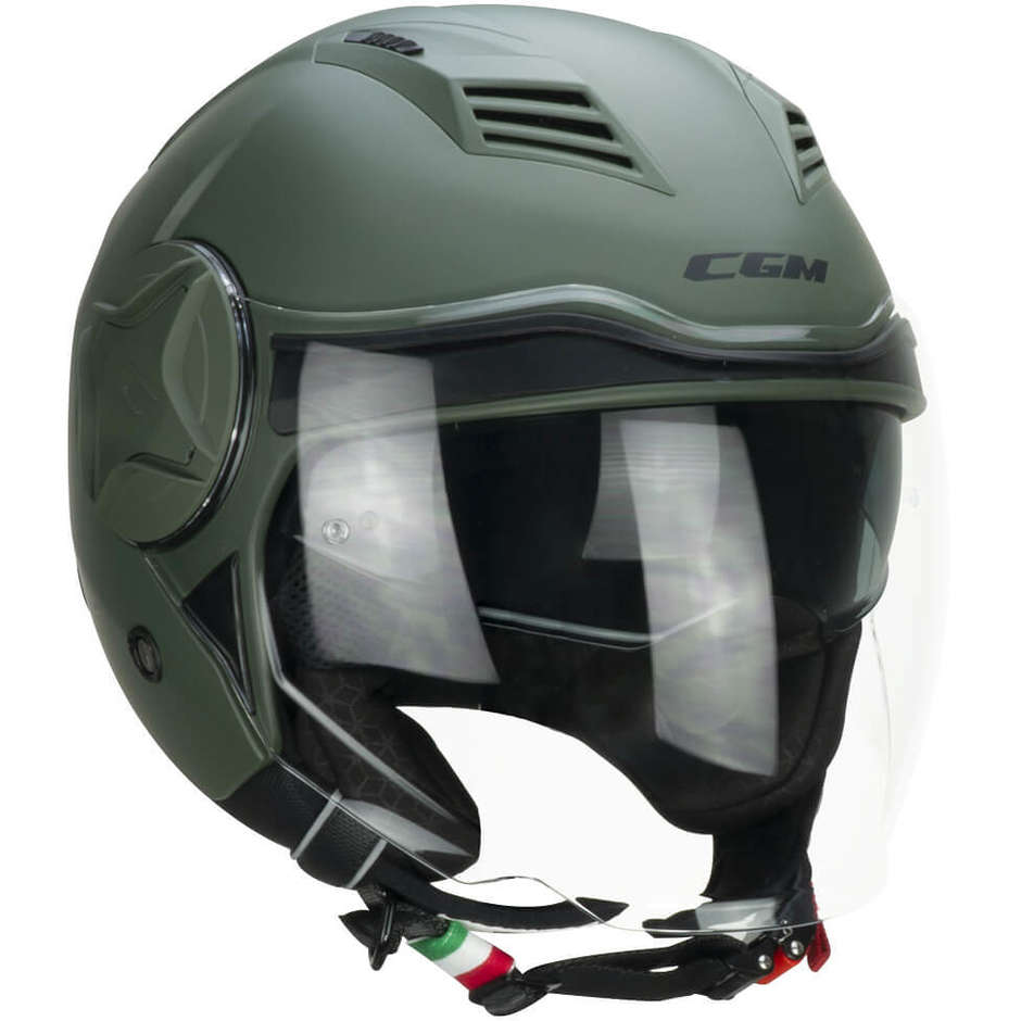 Casco Open face demi jet CGM 169A ILLI MONO - verde opaco