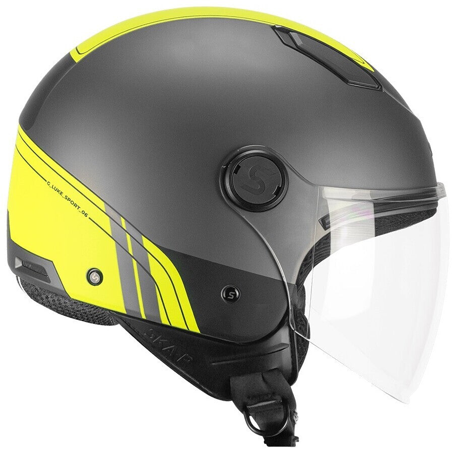 Casco Moto Jet Ska-P LUKE SPORT Antracite Giallo Fluo Satinato