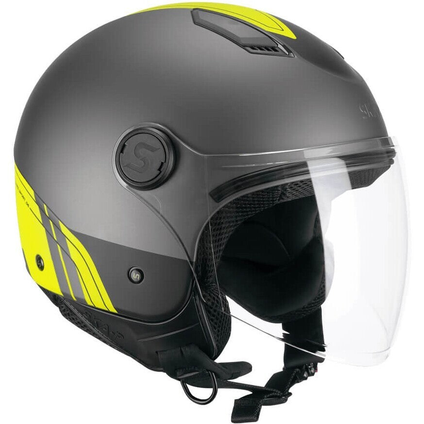 Casco Moto Jet Ska-P LUKE SPORT Antracite Giallo Fluo Satinato