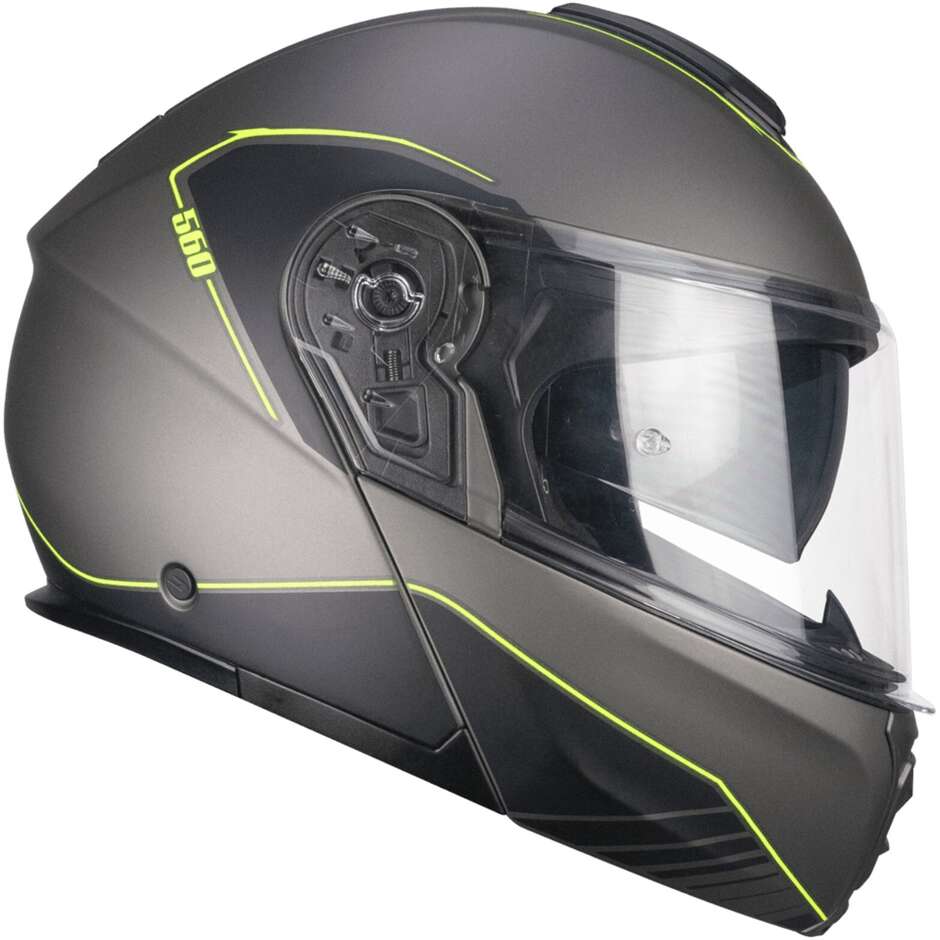 Casco Moto Modulare CGM 560G MAD RIDE - grafite giallo fluo opaco