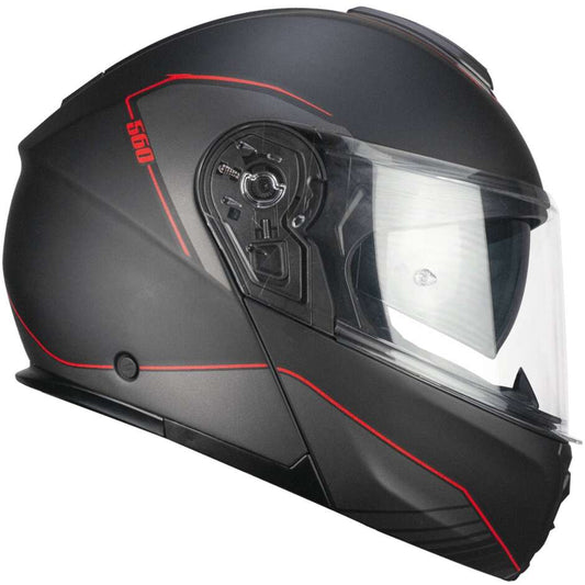 Casco Moto Modulare CGM 560G MAD RIDE - nero rosso opaco