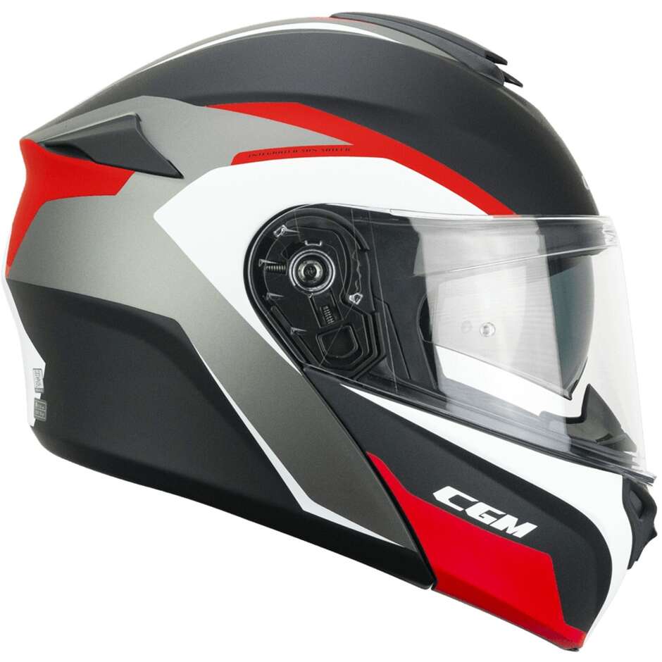 Casco Moto Modulare CGM 568G BER DRESDA Nero Rosso opaco