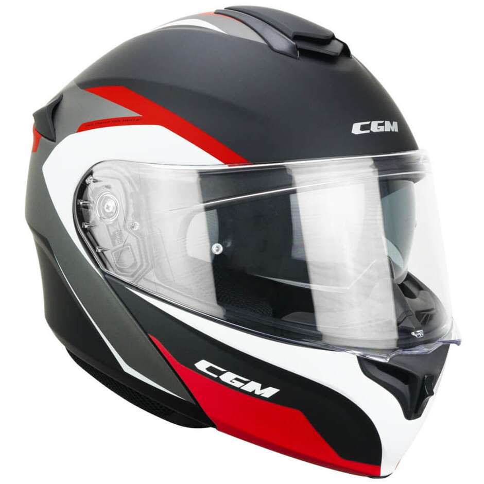 Casco Moto Modulare CGM 568G BER DRESDA Nero Rosso opaco