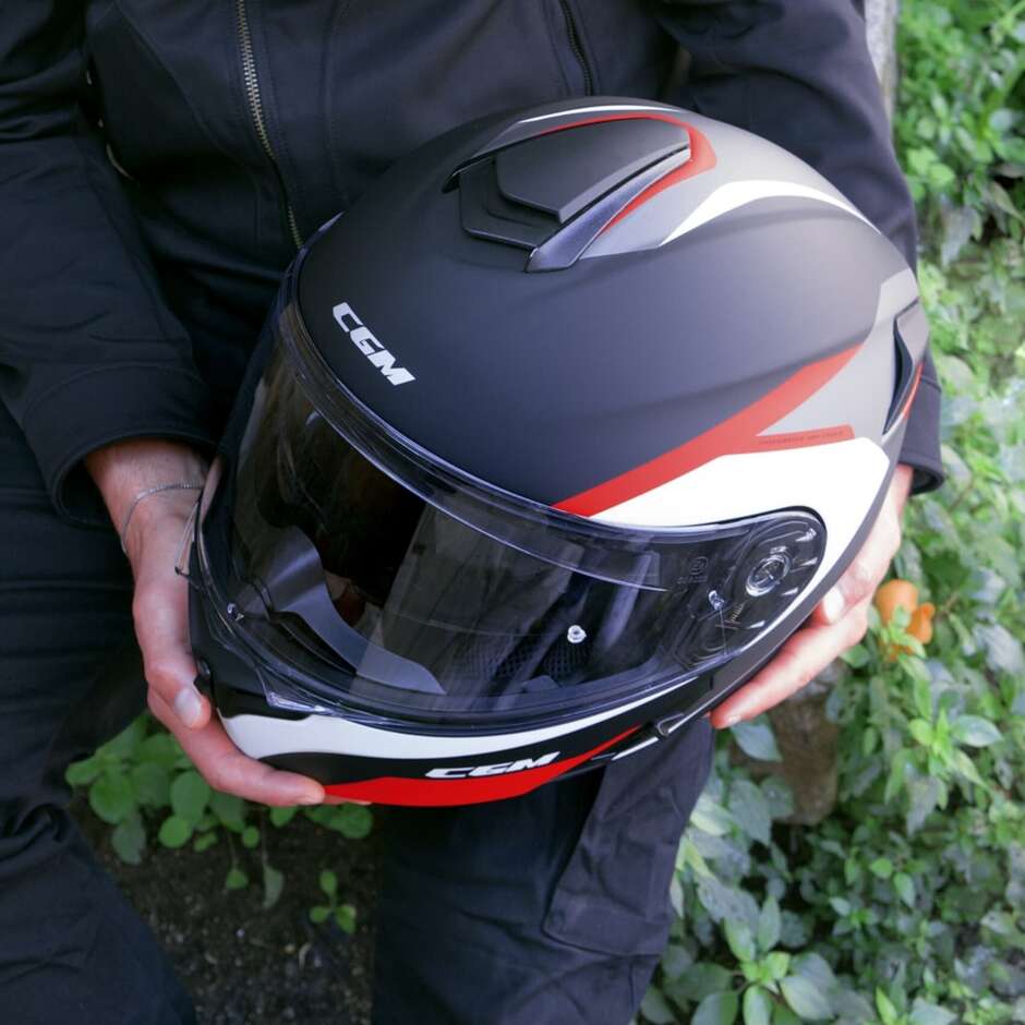 Casco Moto Modulare CGM 568G BER DRESDA Nero Rosso opaco