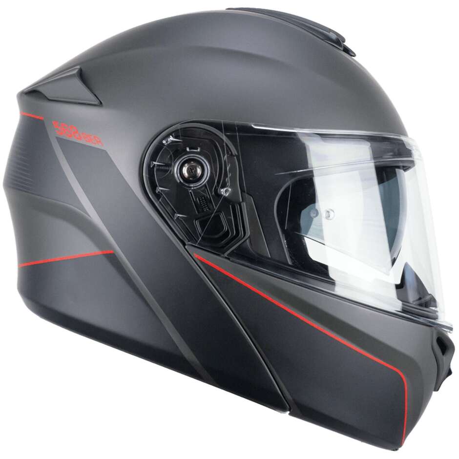 Casco Moto Modulare CGM 568X BER CITY Grafite Rosso satinato