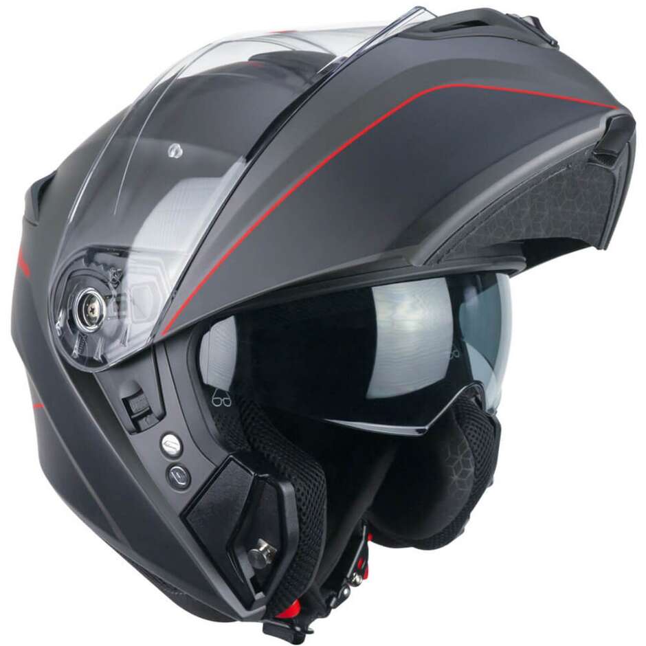 Casco Moto Modulare CGM 568X BER CITY Grafite Rosso satinato