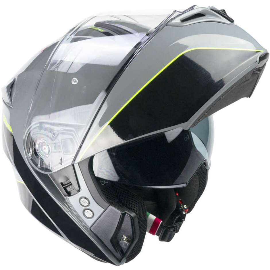 Casco Moto Modulare CGM 568X BER CITY Grigio Giallo fluo