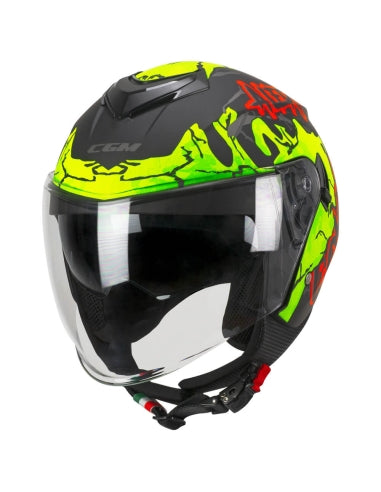 Casco Open face demi jet CGM 126X IPER ALERT - nero giallo fluo opaco