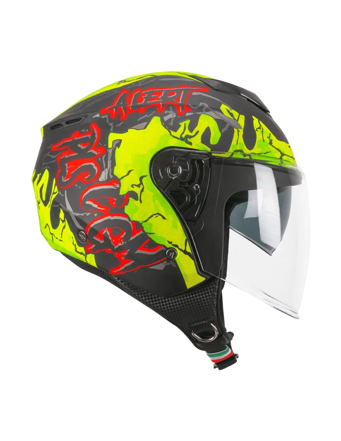 Casco Open face demi jet CGM 126X IPER ALERT - nero giallo fluo opaco