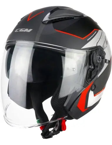 Casco Open face jet CGM 136S DNA APACHE - nero rosso opaco