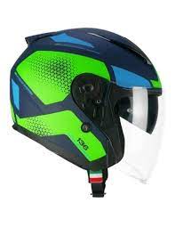 Casco Open face jet CGM 136G DNA GALAXY - blu verde fluo opaco