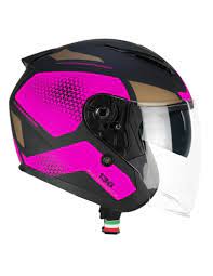 Casco Open face jet CGM 136G DNA GALAXY - nero fucsia fluo opaco