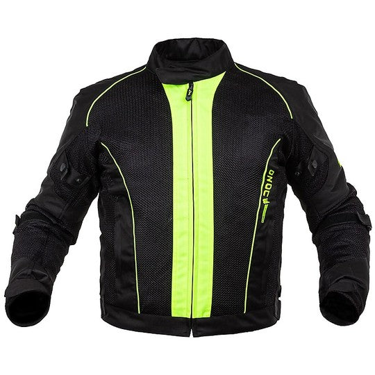 Giacca Moto In Tessuto A-Pro Estivo Traforato OZONE Nero Giallo Fluo