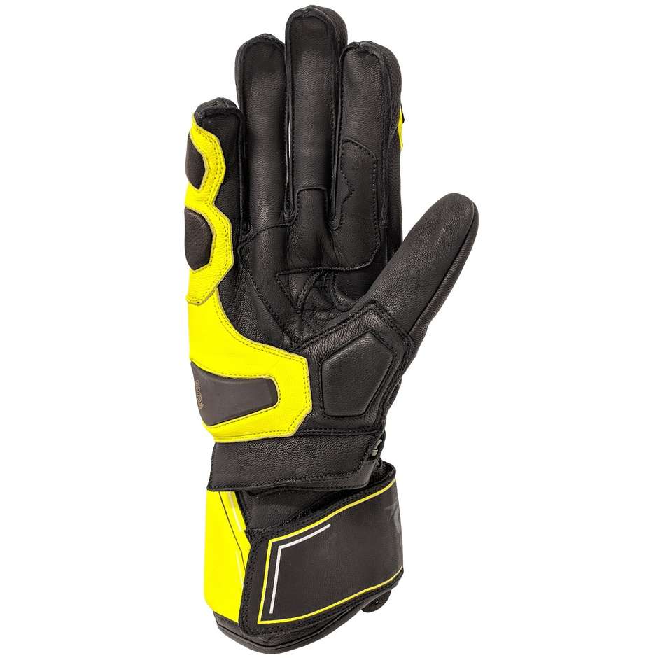 Guanti Moto In Pelle Oj Atmosfere SLEEK Nero Giallo Fluo