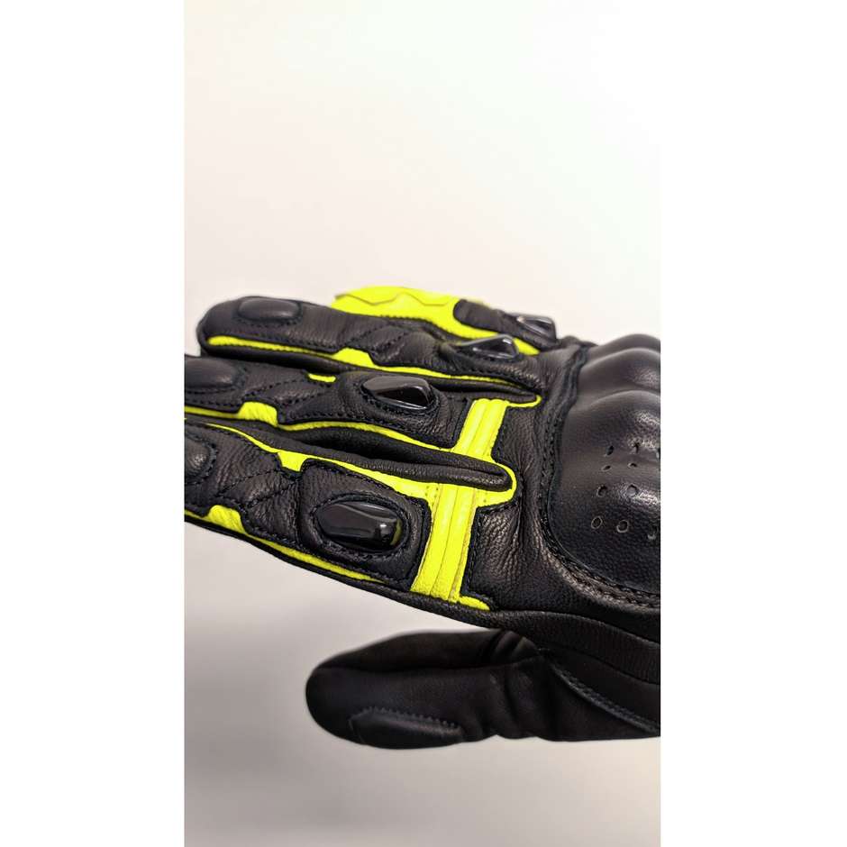 Guanti Moto In Pelle Oj Atmosfere SLEEK Nero Giallo Fluo
