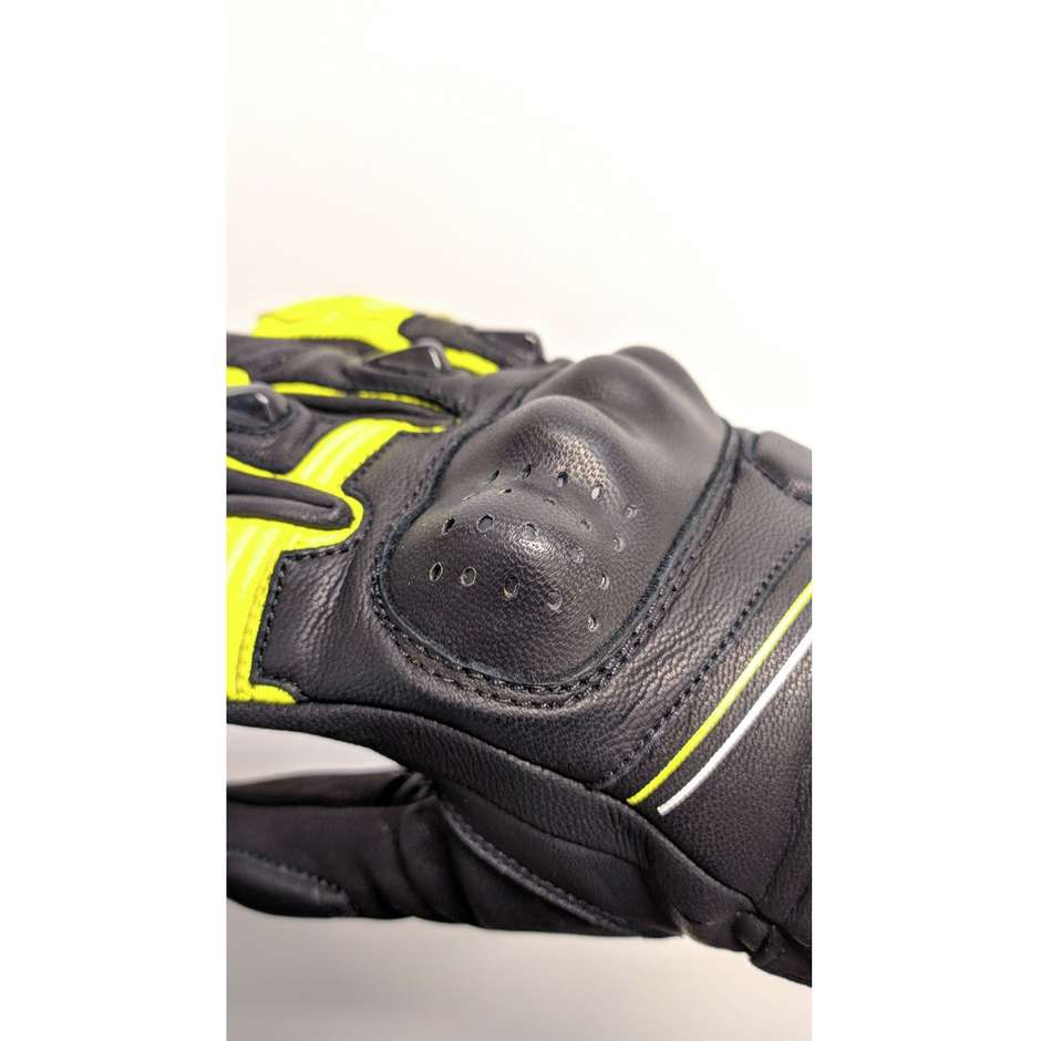 Guanti Moto In Pelle Oj Atmosfere SLEEK Nero Giallo Fluo