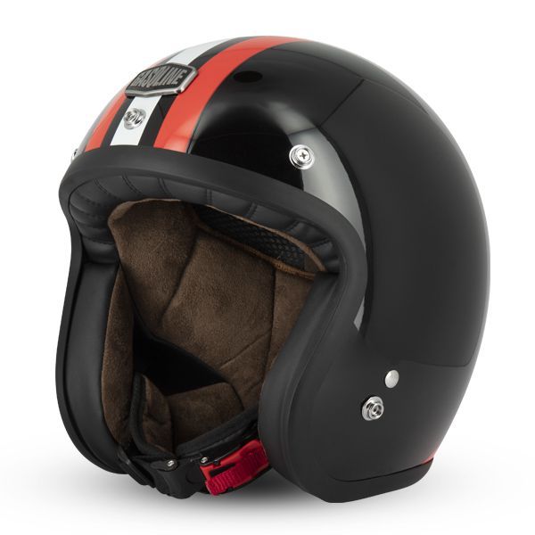 Casco Moto Gasoline S250 CAFE RACER - black & red and white